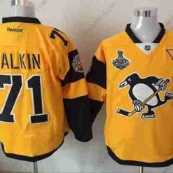 Pittsburgh Penguins #71 Evgeni Malkin Keltainen Stadium Series 2017 Stanley Cup Finals Patch Ommeltu NHL Reebok Jääkiekko Paita – Miesten