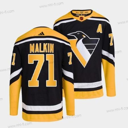 Pittsburgh Penguins #71 Evgeni Malkin Musta 2022-23 Käänteinen Retro Ommeltu Paita – Miesten