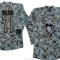 Pittsburgh Penguins #71 Evgeni Malkin Valkoinen Maastokuvio Paita – Miesten