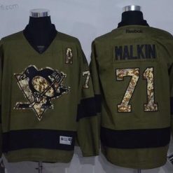 Pittsburgh Penguins #71 Evgeni Malkin Vihreä Salute to Service Ommeltu NHL Reebok Jääkiekko Paita – Miesten