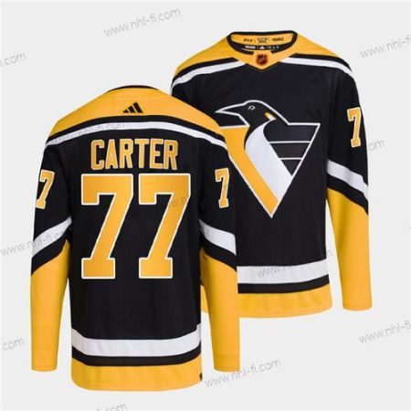 Pittsburgh Penguins #77 Jeff Carter Musta 2022 Käänteinen Retro Ommeltu Paita – Miesten