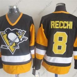 Pittsburgh Penguins #8 Mark Recchi Musta Retro CCM Paita – Miesten