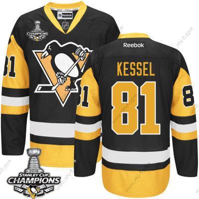 Pittsburgh Penguins #81 Phil Kessel Musta Vieras Paita 2017 Stanley Cup Champions Patch – Miesten