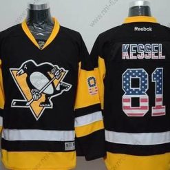 Pittsburgh Penguins #81 Phil Kessel Reebok Musta Vieras NHL USA Flag Paita – Miesten