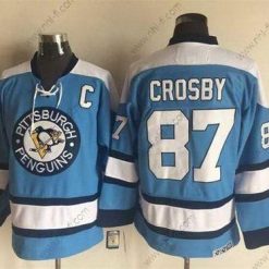 Pittsburgh Penguins #87 Sidney Crosby 1960 Sininen CCM Vintage Jääkiekko Paita – Miesten