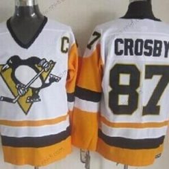 Pittsburgh Penguins #87 Sidney Crosby 1972 Valkoinen With Keltainen Retro CCM Paita – Miesten