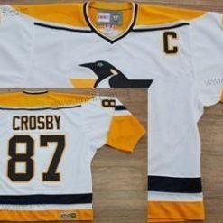 Pittsburgh Penguins #87 Sidney Crosby 1993 Valkoinen With Keltainen Retro CCM Paita – Miesten