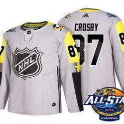 Pittsburgh Penguins #87 Sidney Crosby Harmaa 2018 NHL All-Star Ommeltu Jääkiekko Paita – Miesten