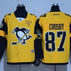 Pittsburgh Penguins #87 Sidney Crosby Keltainen 2017 Stadium Series Ommeltu NHL Reebok Jääkiekko Paita – Miesten