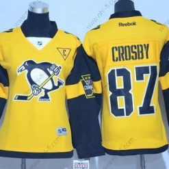 Pittsburgh Penguins #87 Sidney Crosby Keltainen 2017 Stadium Series Ommeltu NHL Reebok Jääkiekko Paita – Naisten