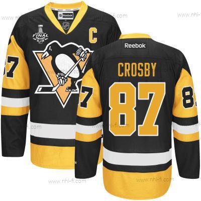 Pittsburgh Penguins #87 Sidney Crosby Musta Vieras 2017 Stanley Cup NHL Finals C Patch Paita – Miesten