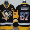 Pittsburgh Penguins #87 Sidney Crosby Reebok Musta Vieras NHL USA Flag Paita – Miesten