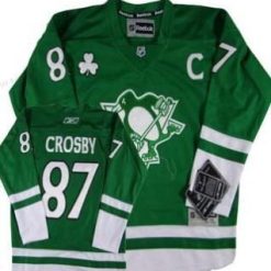 Pittsburgh Penguins #87 Sidney Crosby St. Patrick’S Day Vihreä Paita – Lasten