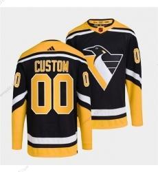 Pittsburgh Penguins Räätälöidyt Musta 2022 Käänteinen Retro Ommeltu Paita – Miesten