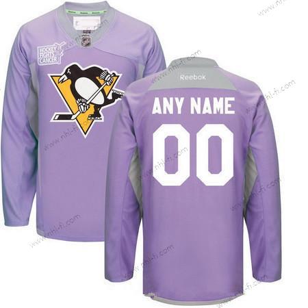 Pittsburgh Penguins Räätälöidyt Violetti Pinkki Reebok Jääkiekko Taistelee syöpää vastaan Harjoitus Paita – Miesten