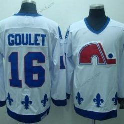 Quebec Nordiques #16 Michel Goulet Valkoinen Retro CCM Paita – Miesten