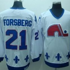 Quebec Nordiques #21 Peter Forsberg Valkoinen Retro CCM Paita – Miesten