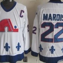 Quebec Nordiques #22 Mario Marois Valkoinen Retro CCM Paita – Miesten