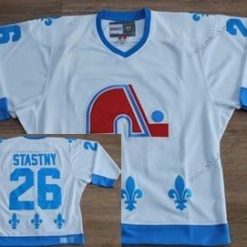 Quebec Nordiques #26 Peter Stastny Valkoinen With Sininen Retro CCM Paita – Miesten