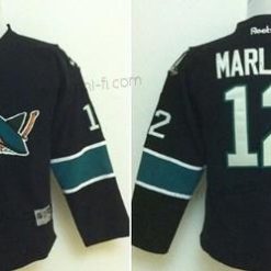 San Jose Sharks #12 Patrick Marleau Musta Paita – Lasten