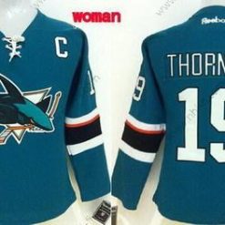 San Jose Sharks #19 Joe Thornton 2014 Sininen Paita – Naisten