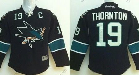 San Jose Sharks #19 Joe Thornton Musta Paita – Lasten