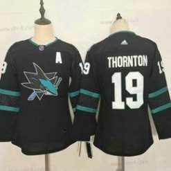 San Jose Sharks #19 Joe Thornton New Musta Ommeltu NHL Paita – Nuoret