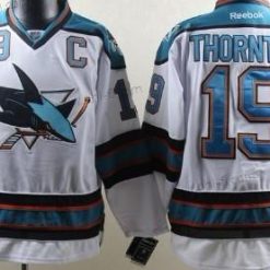 San Jose Sharks #19 Joe Thornton Valkoinen Paita – Miesten