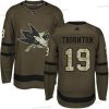 San Jose Sharks #19 Joe Thornton Vihreä Salute to Service Ommeltu NHL Paita – Nuoret