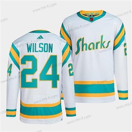 San Jose Sharks #24 Doug Wilson Valkoinen 2022 Käänteinen Retro Ommeltu Paita – Miesten