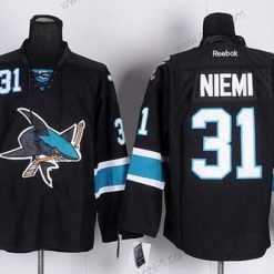 San Jose Sharks #31 Antti Niemi Musta Vieras Paita – Miesten