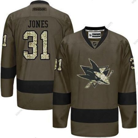 San Jose Sharks #31 Martin Jones Reebok Vihreä Maastokuvio Pelaaja Paita – Miesten