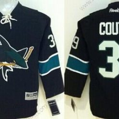 San Jose Sharks #39 Logan Couture Musta Vieras Paita – Lasten