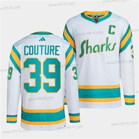 San Jose Sharks #39 Logan Couture Valkoinen 2022 Käänteinen Retro Ommeltu Paita – Miesten