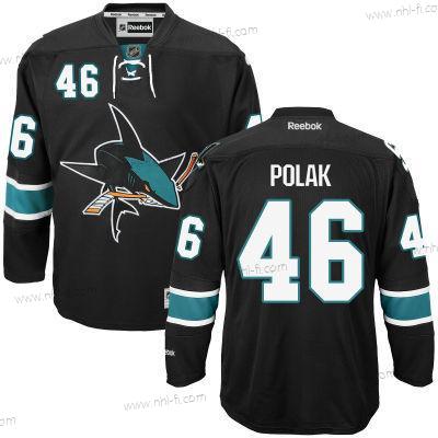 San Jose Sharks #46 Roman Polak Musta Vieras Jääkiekko Paita – Miesten