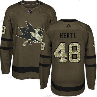 San Jose Sharks #48 Tomas Hertl Vihreä Salute to Service Ommeltu NHL Paita – Nuoret