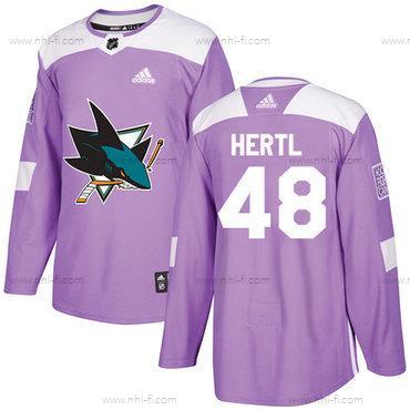 San Jose Sharks #48 Tomas Hertl Violetti Aito Taistelee syöpää vastaan Ommeltu NHL Paita – Nuoret