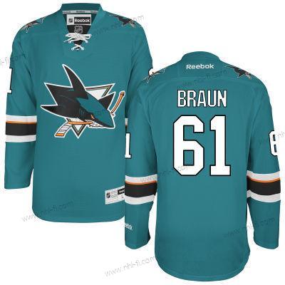 San Jose Sharks #61 Justin Braun Sinivihreä Kotiottelu Paita – Miesten