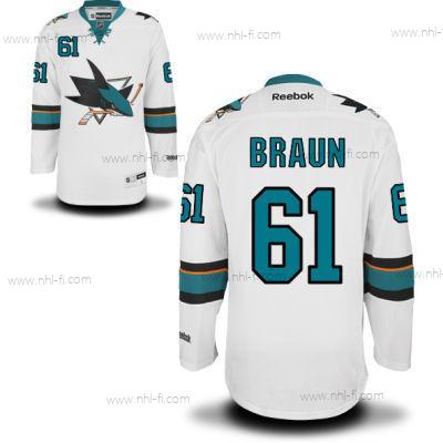 San Jose Sharks #61 Justin Braun Valkoinen Kolmas Jääkiekko Paita – Miesten