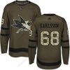 San Jose Sharks #68 Melker Karlsson Vihreä Salute to Service Ommeltu NHL Paita – Nuoret