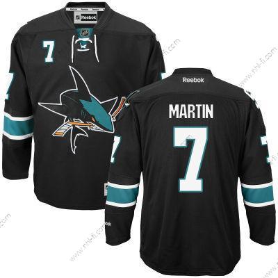 San Jose Sharks #7 Paul Martin Musta Vieras Paita – Miesten