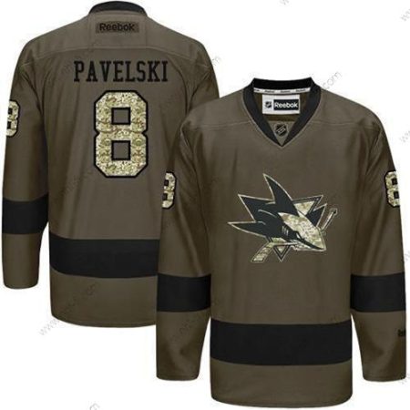 San Jose Sharks #8 Joe Pavelski Reebok Vihreä Maastokuvio Pelaaja Paita – Miesten