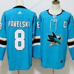 San Jose Sharks #8 Joe Pavelski Sinivihreä Sininen 2017-2018 Jääkiekko Ommeltu NHL Paita – Miesten