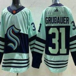 Seattle Kraken #31 Philipp Grubauer Vihreä 2022 Käänteinen Retro Aito Paita – Miesten