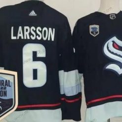 Seattle Kraken #6 Adam Larsson Laivastonsininen 2021-22 Kausi Inaugural Aito Paita – Miesten