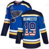 Sininens #19 Jay Bouwmeester Sininen Kotiottelu Aito USA Flag Stanley Cup Champions Ommeltu Jääkiekko Paita – Miesten