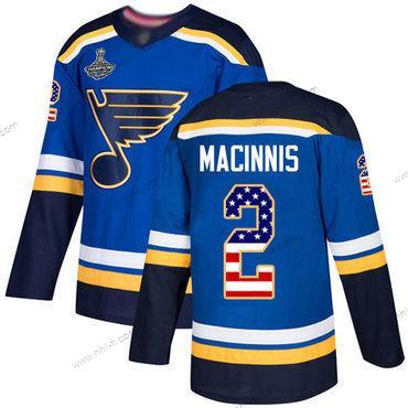 Sininens #2 Al Macinnis Sininen Kotiottelu Aito USA Flag Stanley Cup Champions Ommeltu Jääkiekko Paita – Miesten