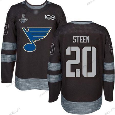 Sininens #20 Alexander Steen Musta 1917-2017 100th Vuosipäivä Stanley Cup Champions Ommeltu Jääkiekko Paita – Miesten