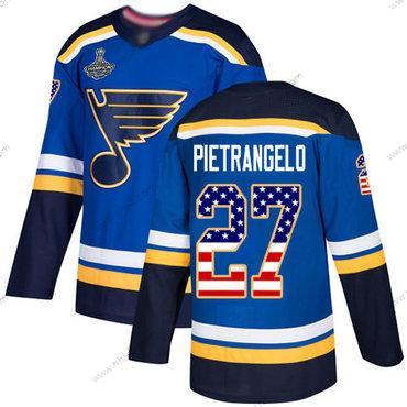 Sininens #27 Alex Pietrangelo Sininen Kotiottelu Aito USA Flag Stanley Cup Champions Ommeltu Jääkiekko Paita – Miesten