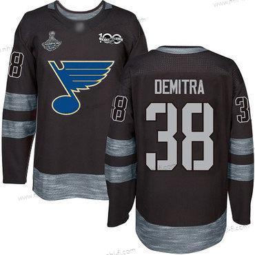 Sininens #38 Pavol Demitra Musta 1917-2017 100th Vuosipäivä Stanley Cup Champions Ommeltu Jääkiekko Paita – Miesten